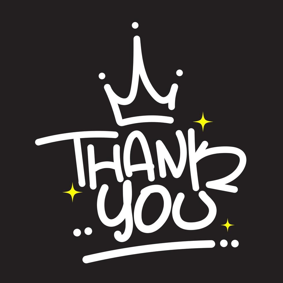 graffiti thank you message sprayed in black over white vector