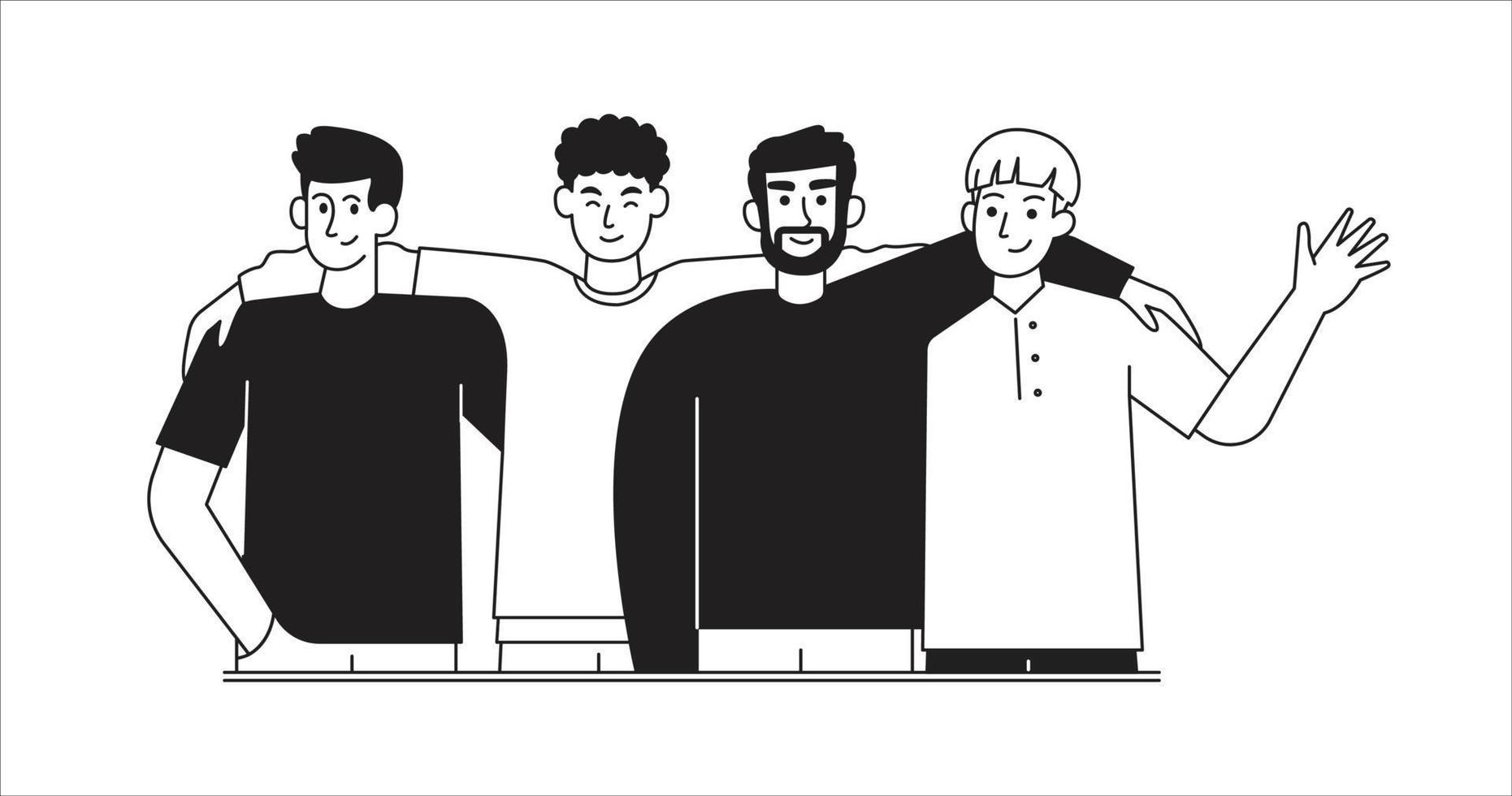 a group of men with different races illustration vector