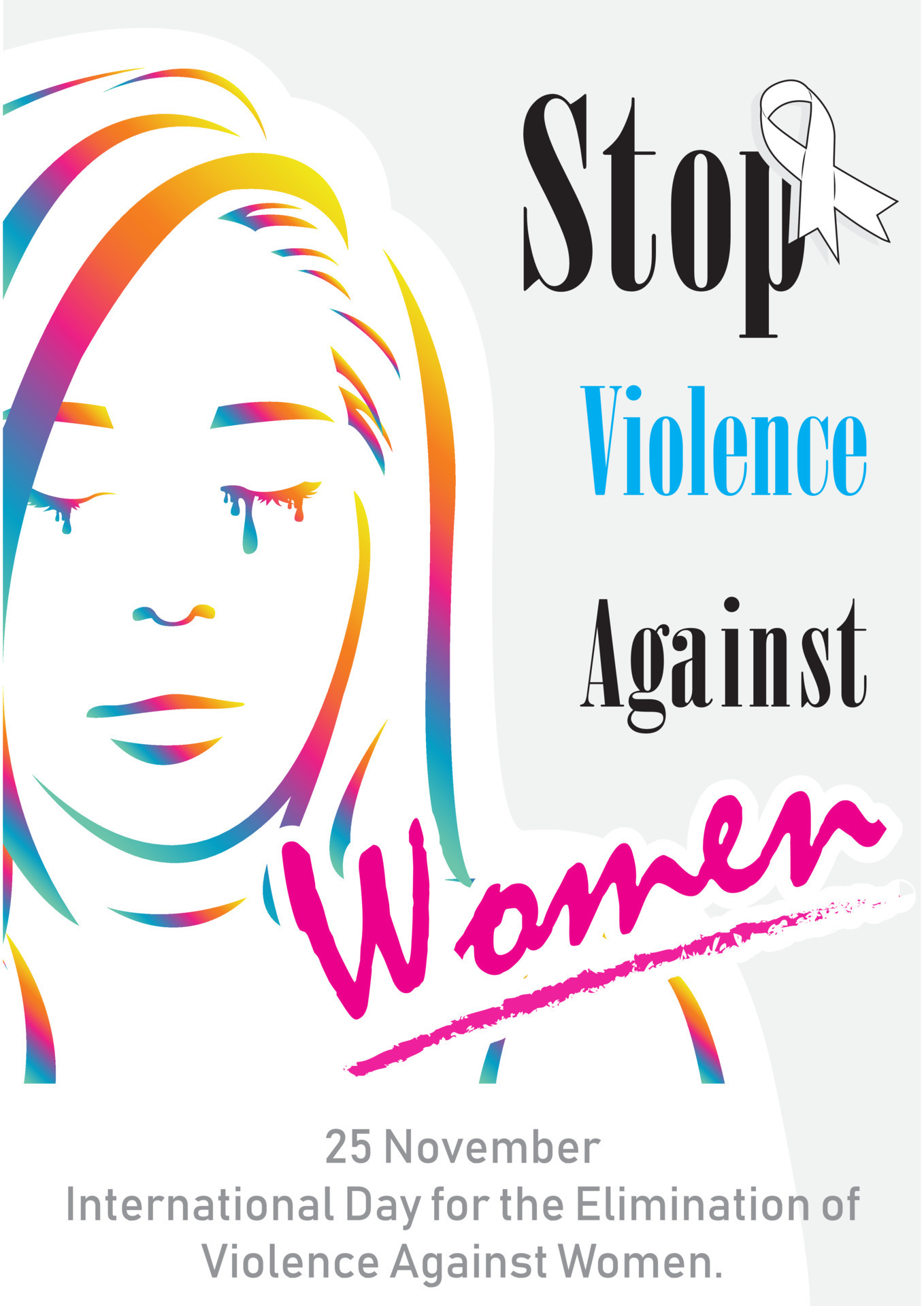 Colorful silhouette in woman shape with the day name and slogan