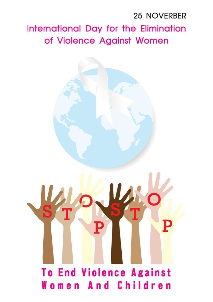 Poster's vector design of International Day for the Elimination of violence Against women isolate on white background.