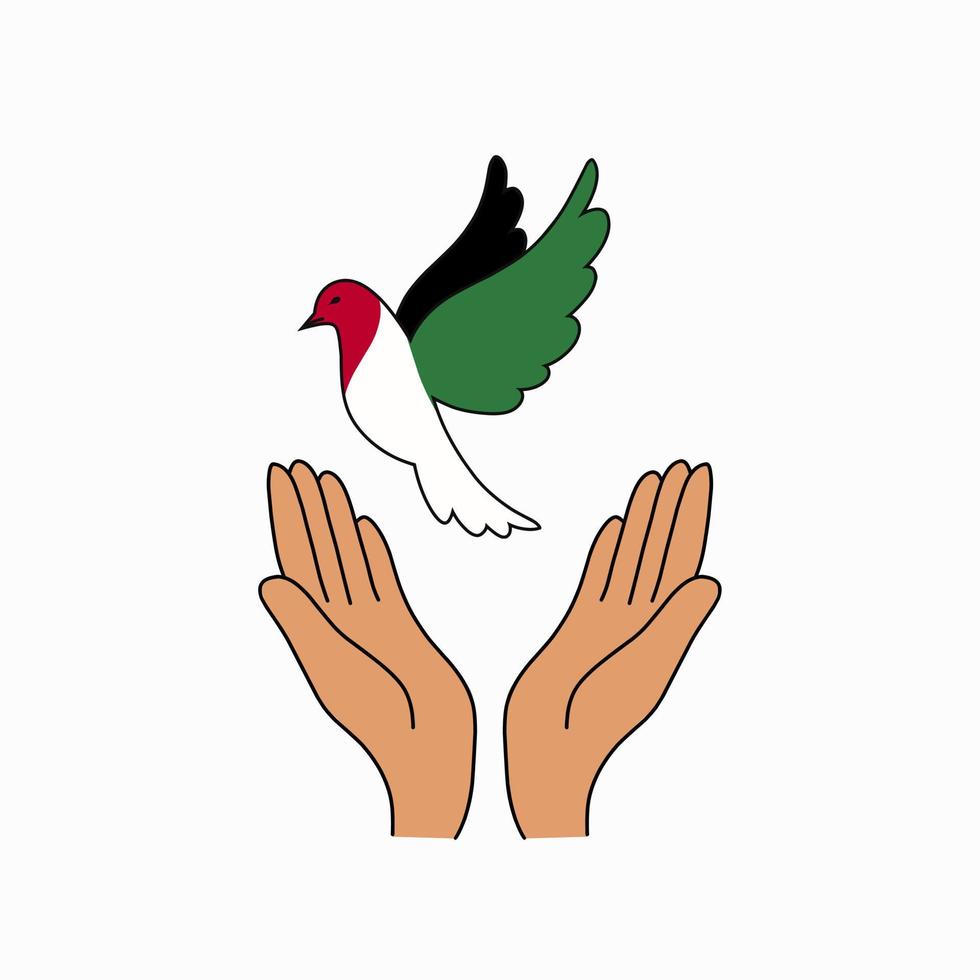 vector de ilustración de paloma, símbolo de paz, palestina libre, perfecto para impresión, campaña, etc.