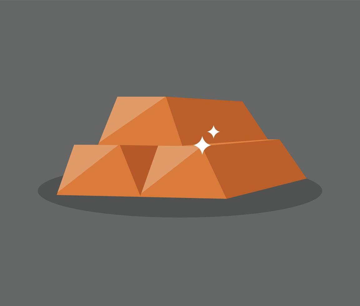 copper ore ingot icon. vector illustration
