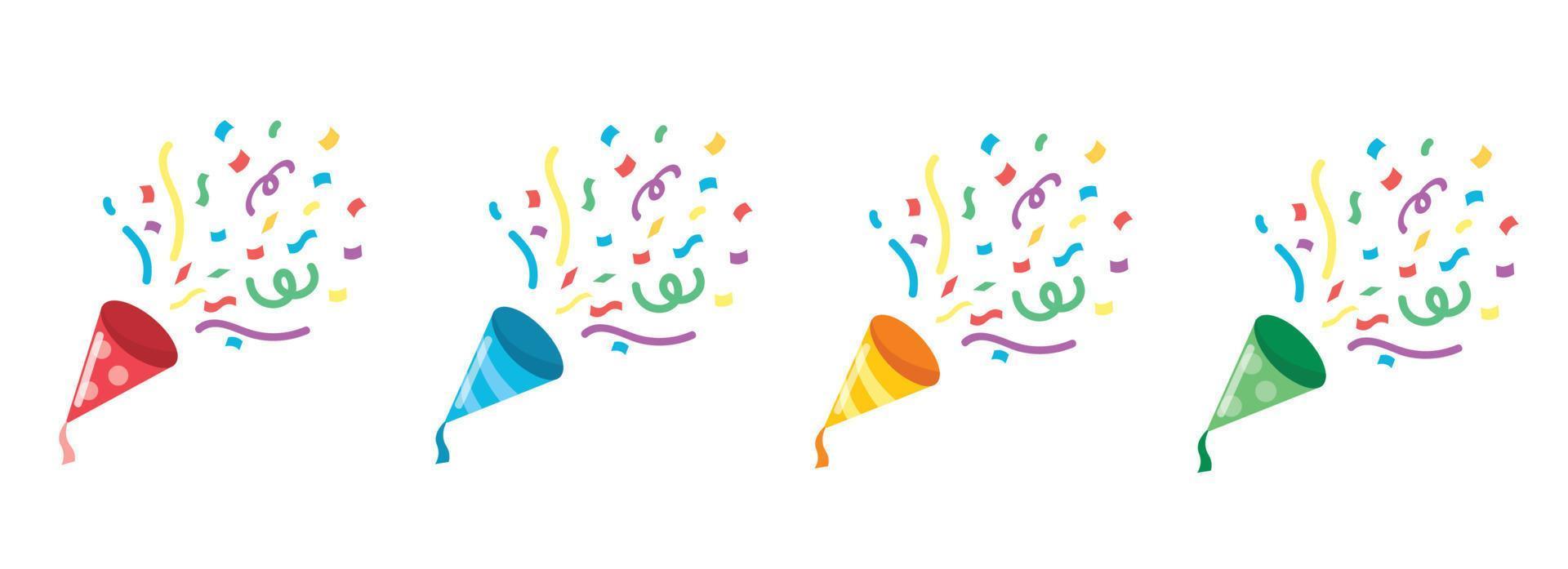 set of Party Icon. Confetti popper illustration vector