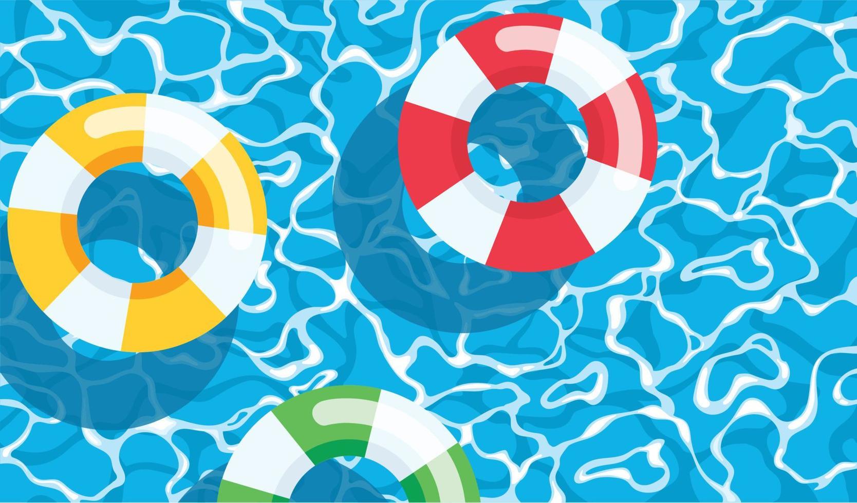 rubber ring in the swimming pool summer background vector illustration
