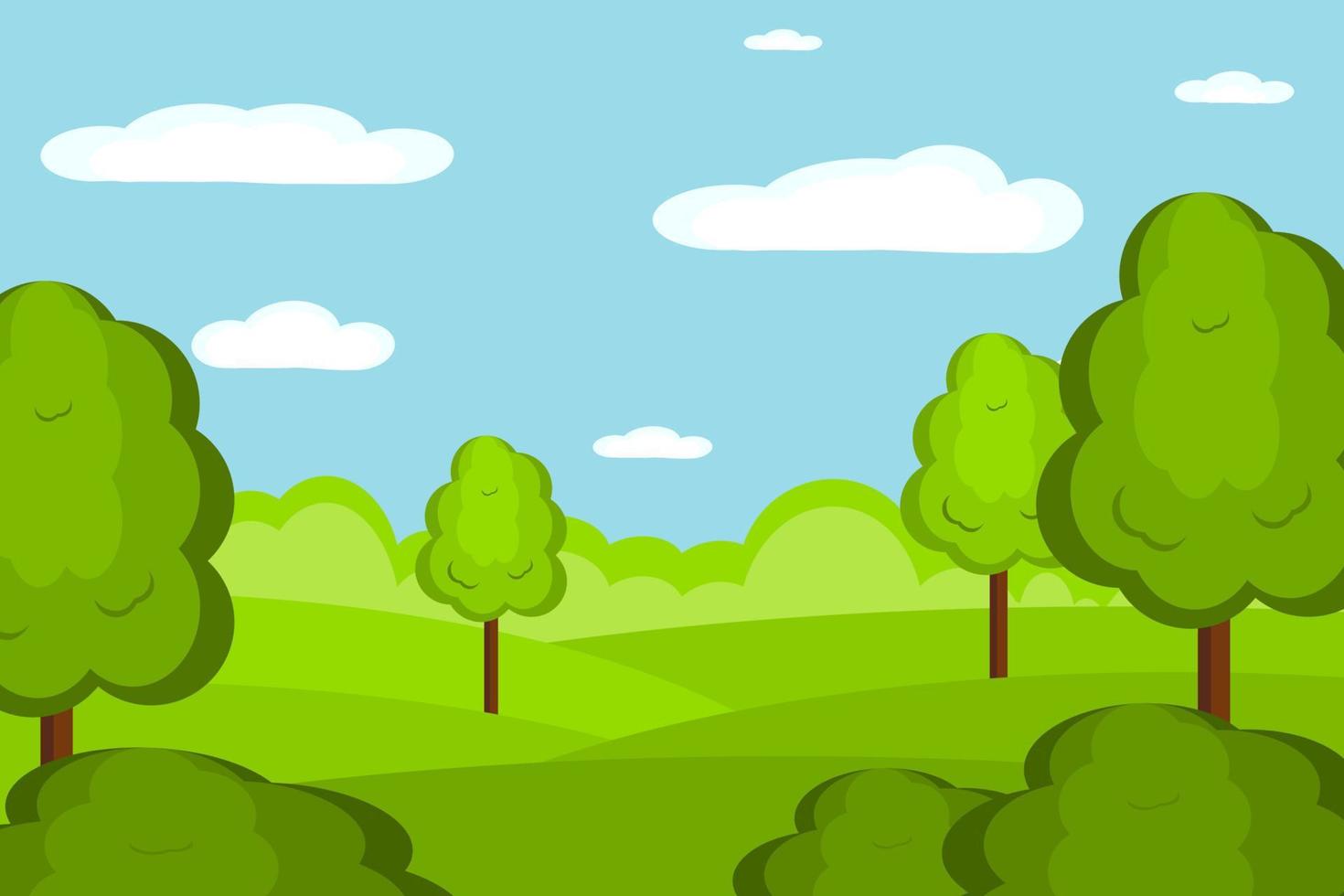 summer landscape with green trees vector