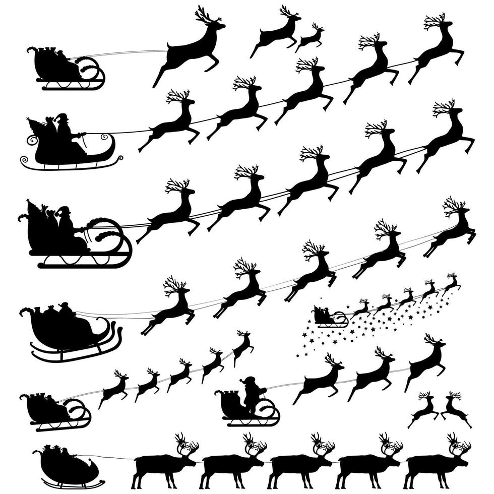 Santa Claus rides in a sleigh in harness on the reindeer vector