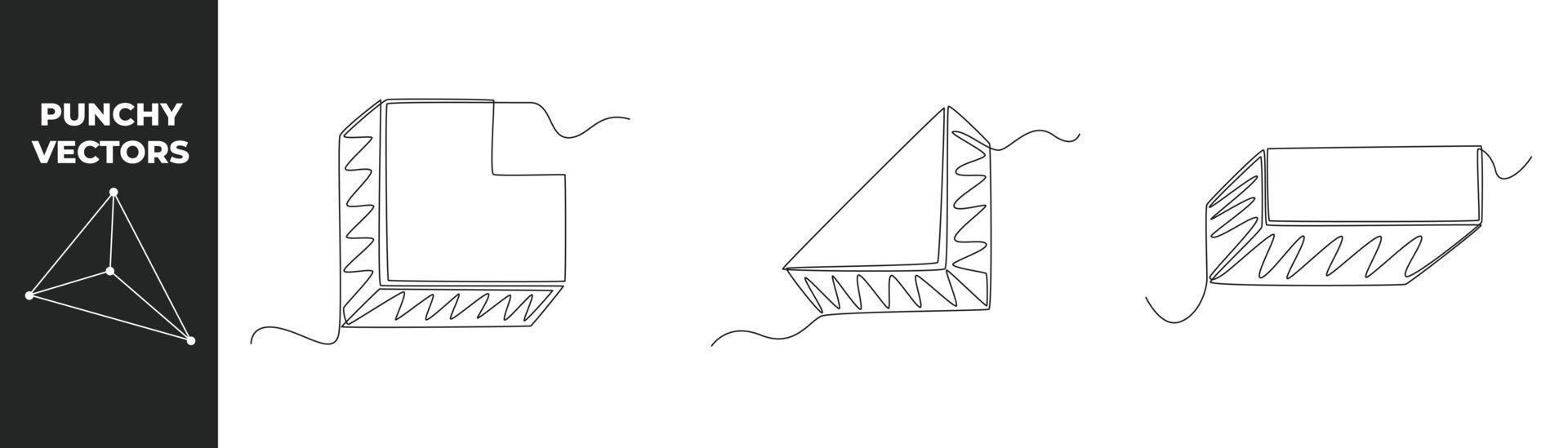Single one line geometric shapes concept set. Rectangle, Triangle and rectangular. Punchy vector. Continuous line draw design graphic vector illustration.