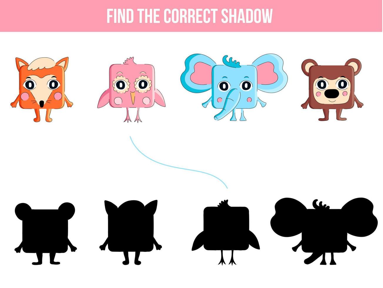 Shadow game with animals faces vector