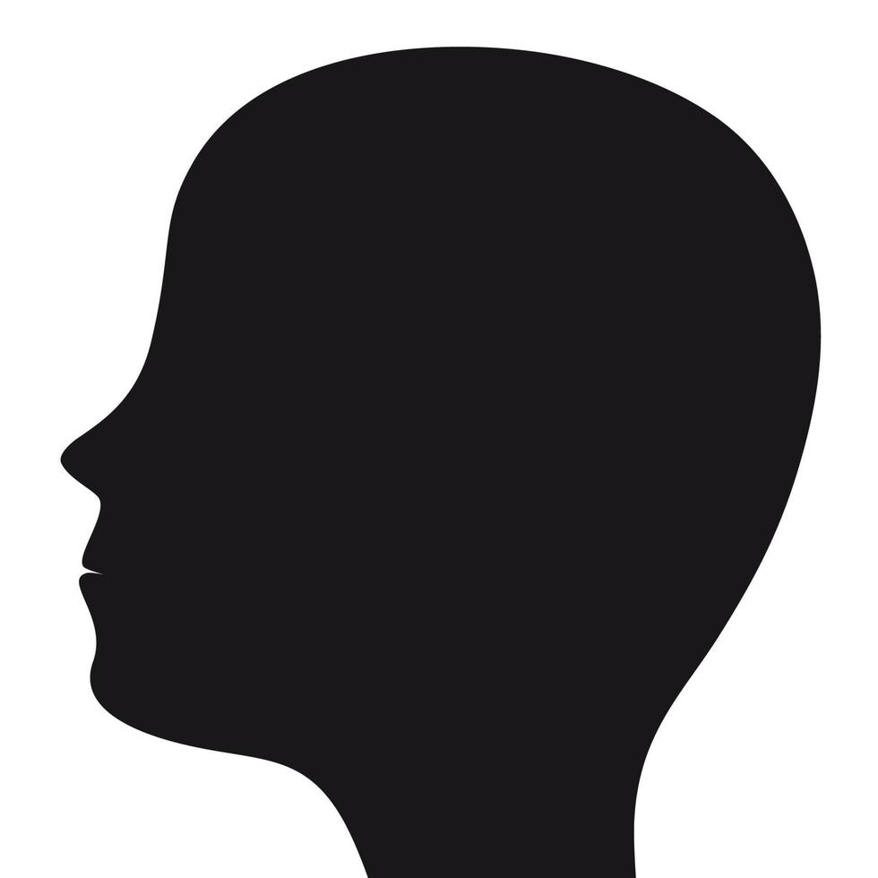 Silhouette of the head and face bald man vector