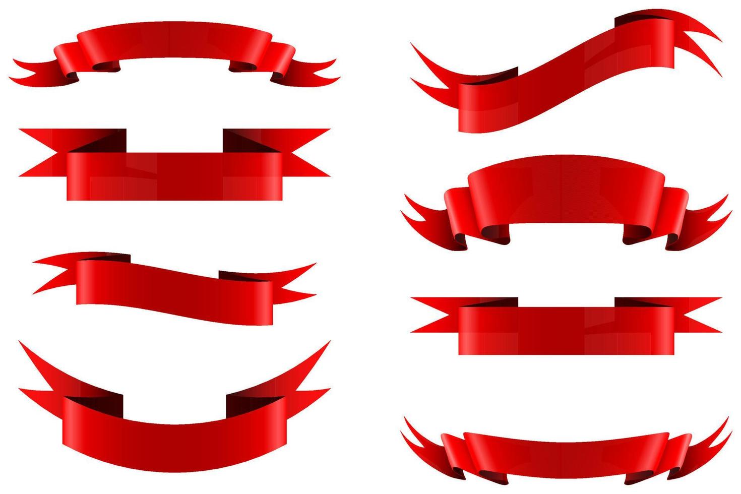 Collection of red empty ribbon banners vector