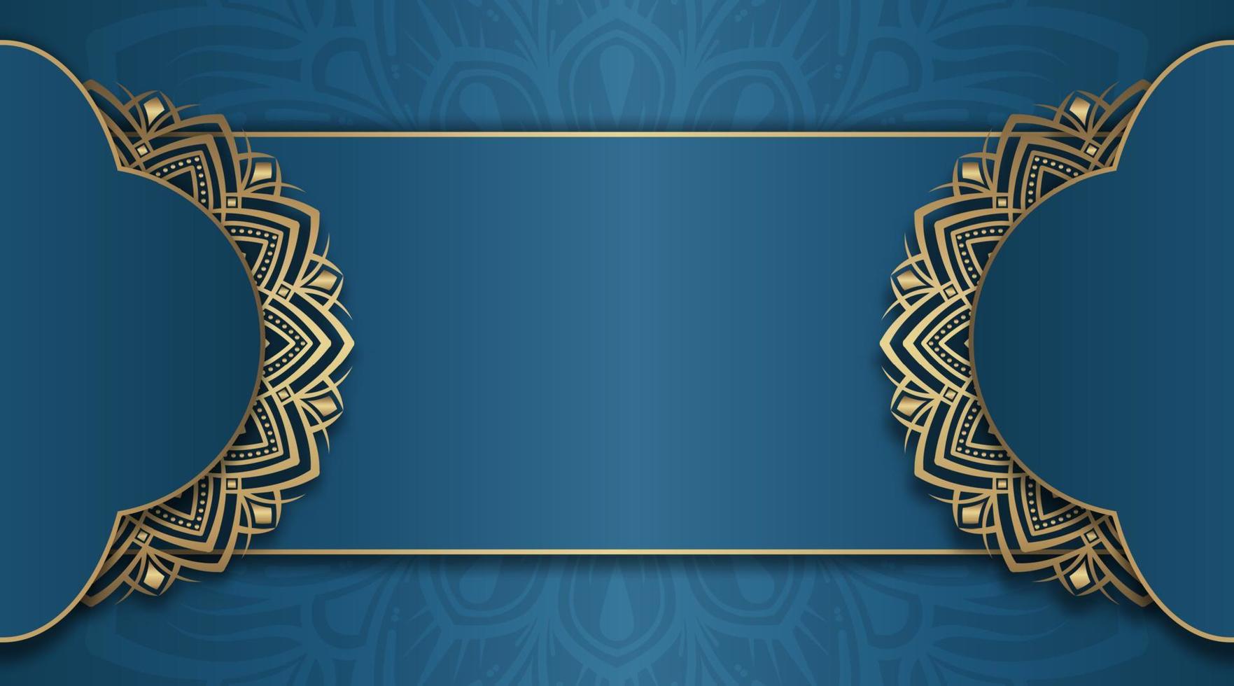 mandala background, blue and gold vector