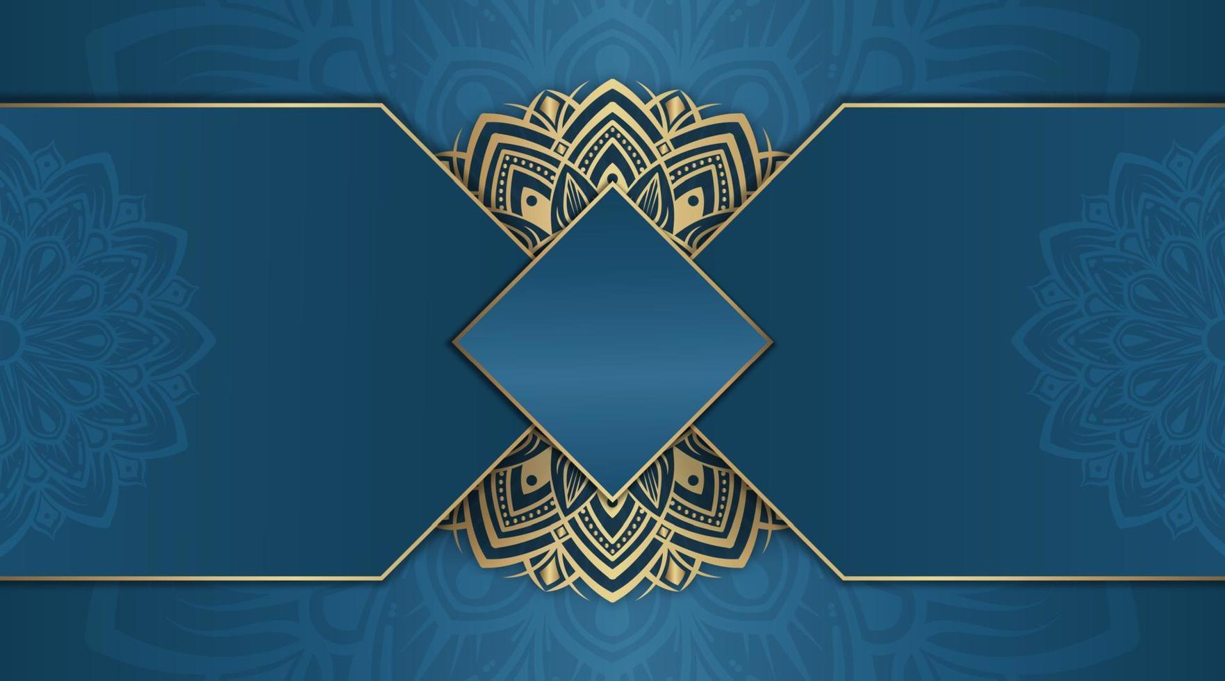 mandala background, blue and gold vector