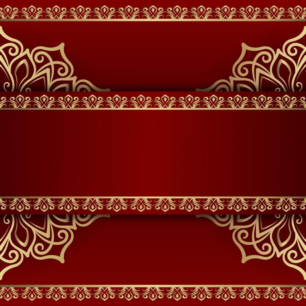 fondo de mandala, rojo y dorado vector