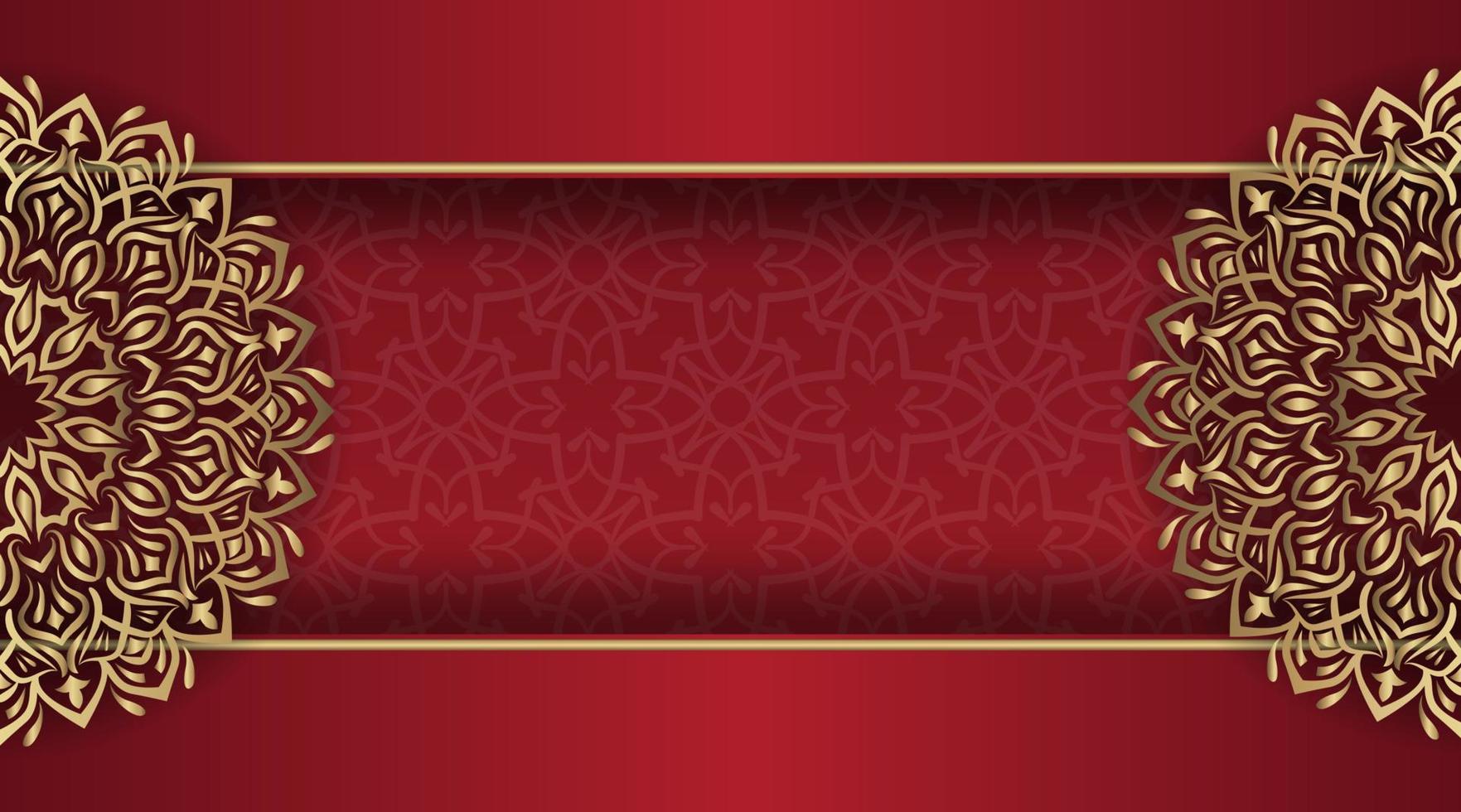 mandala background, red and gold vector