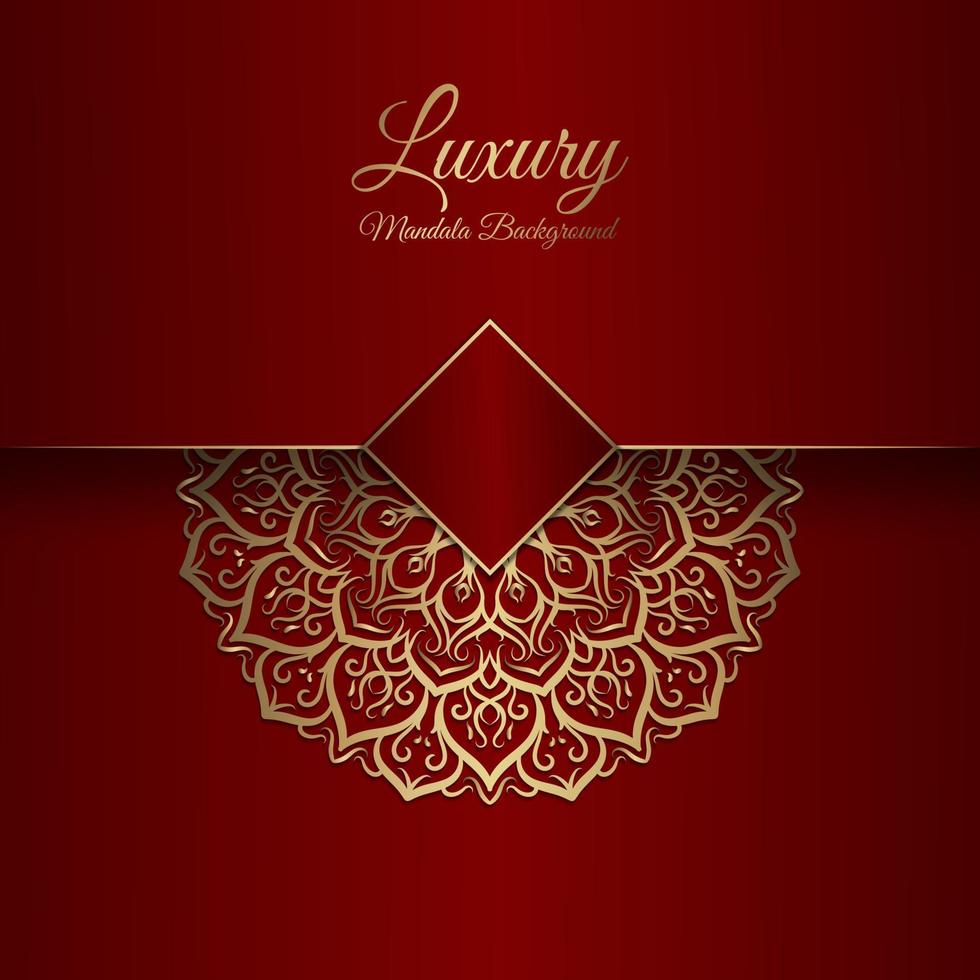 luxury mandala background, red and gold vector