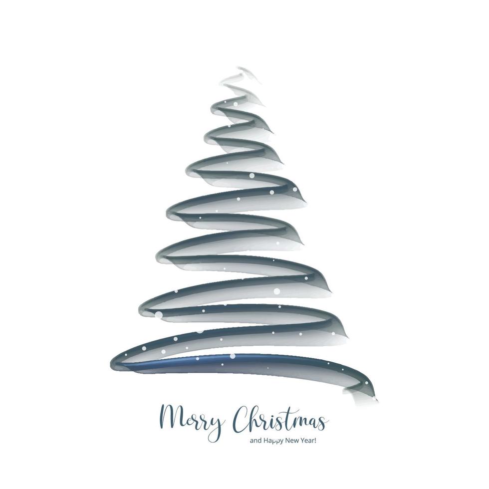 Hand drawn christmas tree on white background vector