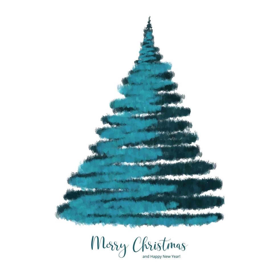 Elegant christmas tree card on white background vector