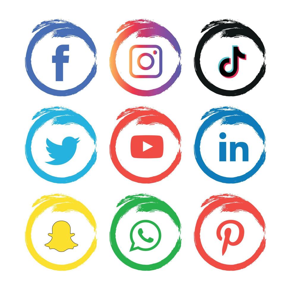 Social media icons set Logo Vector Illustrator