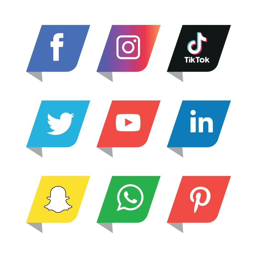 Social media icons set Logo Vector Illustrator