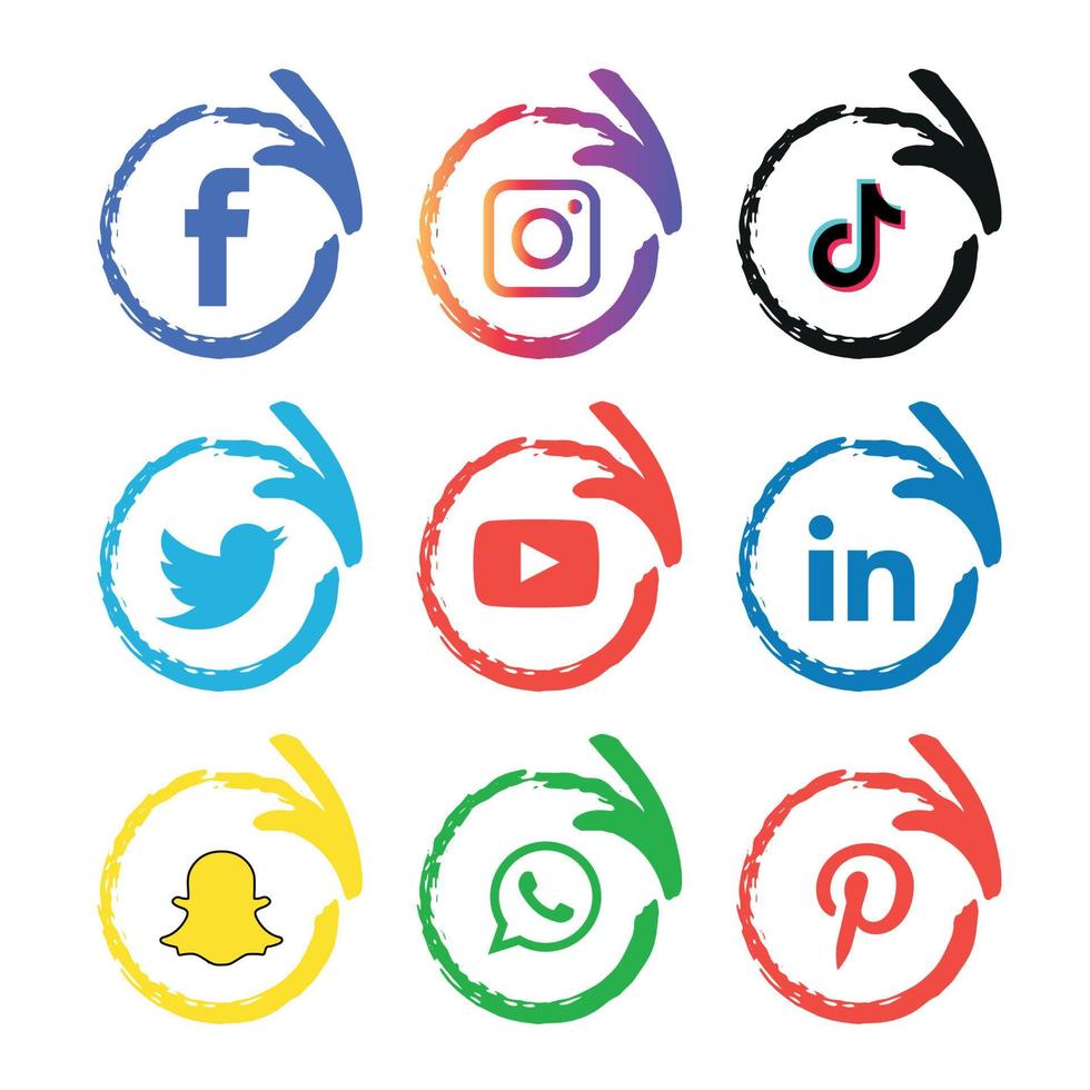 Social media icons set Logo Vector Illustrator