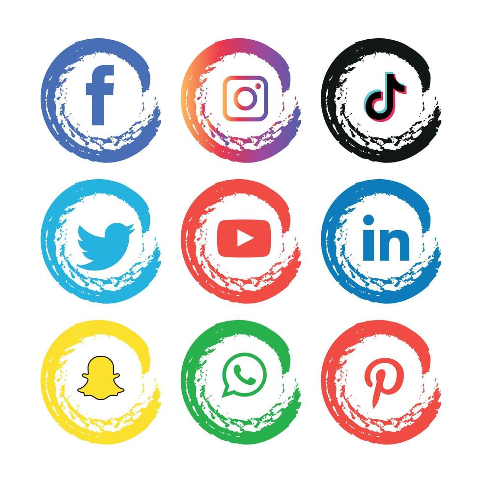 Social media icons set Logo Vector Illustrator