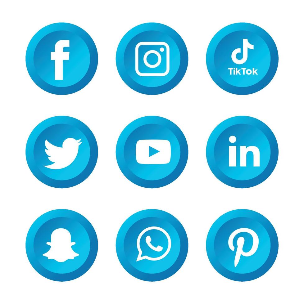 Social media icons set Logo Vector Illustrator