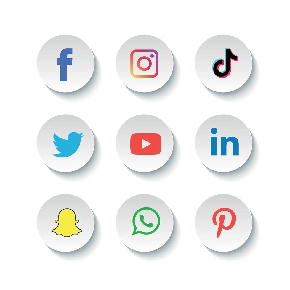 Social media icons set Logo Vector Illustrator