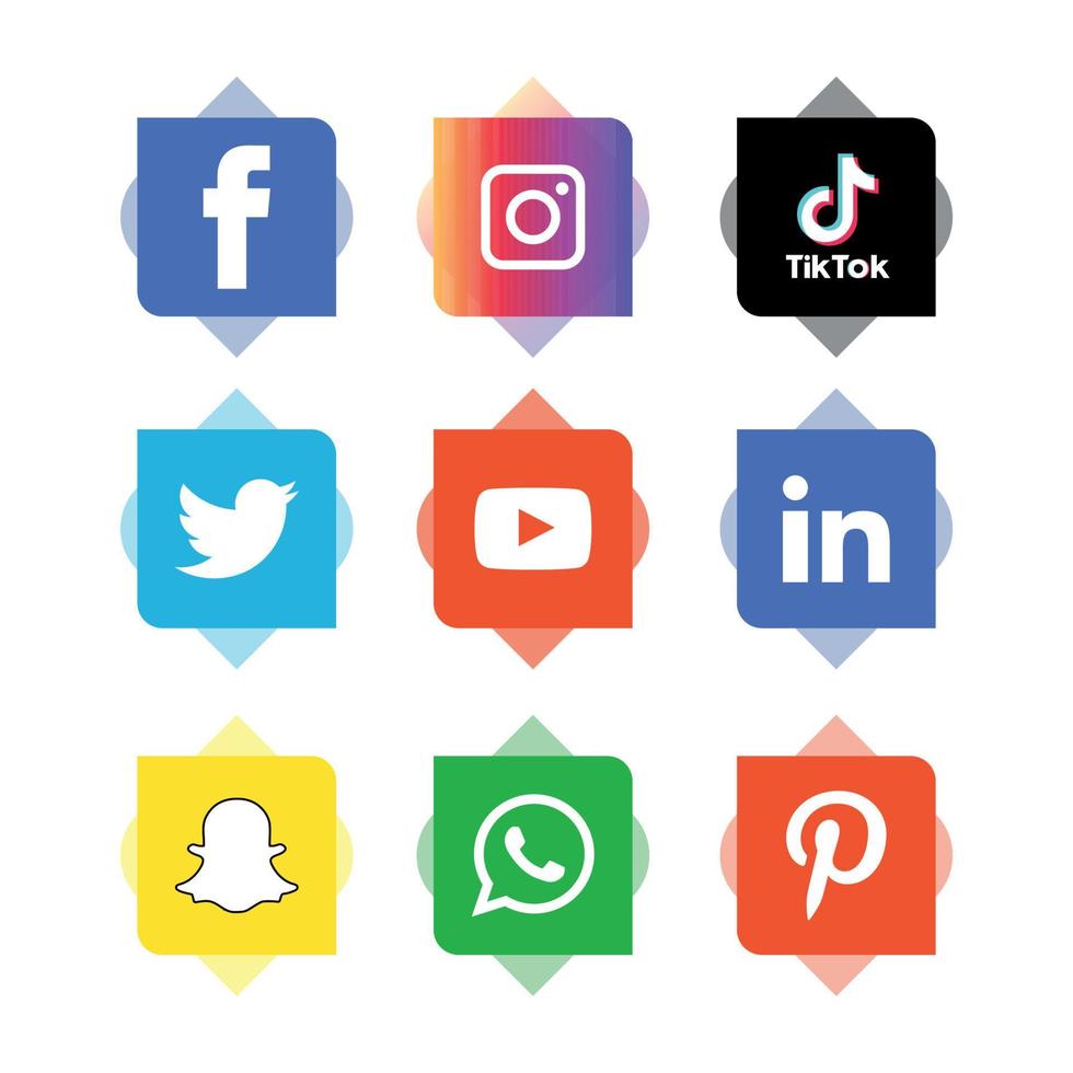 iconos de redes sociales establecer logo vector ilustrador