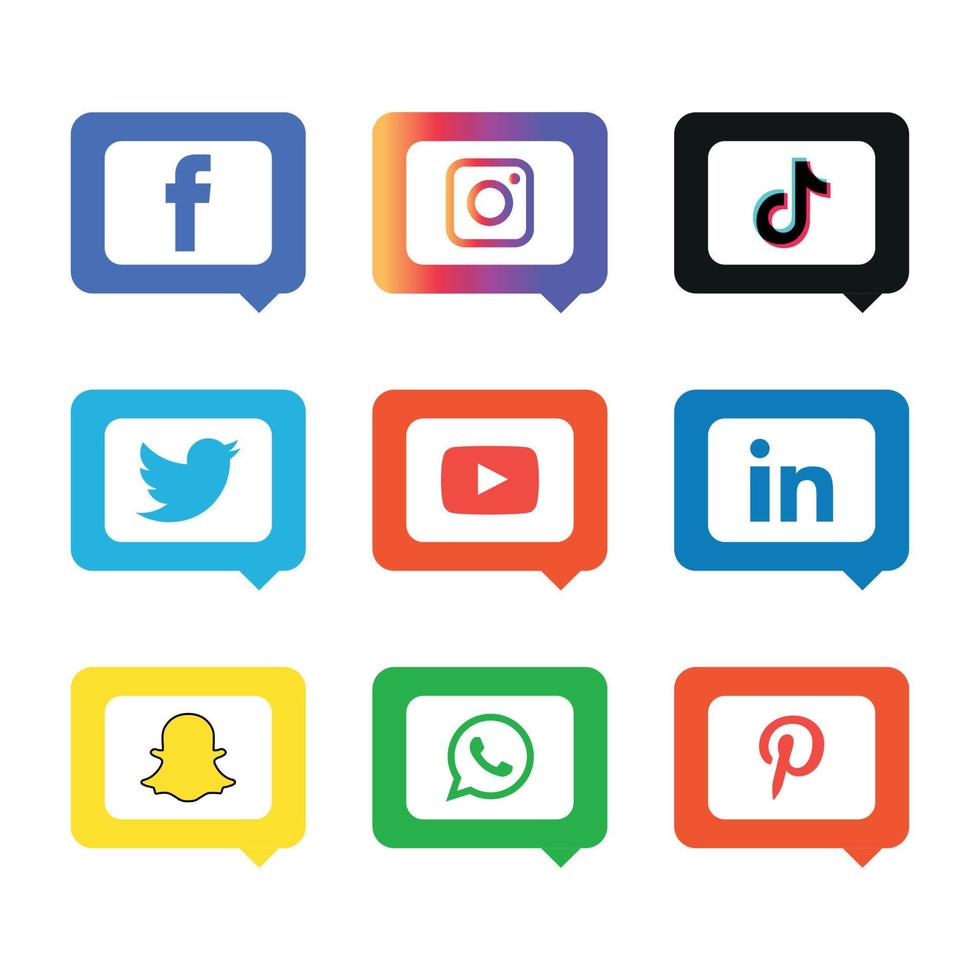 Social media icons set Logo Vector Illustrator