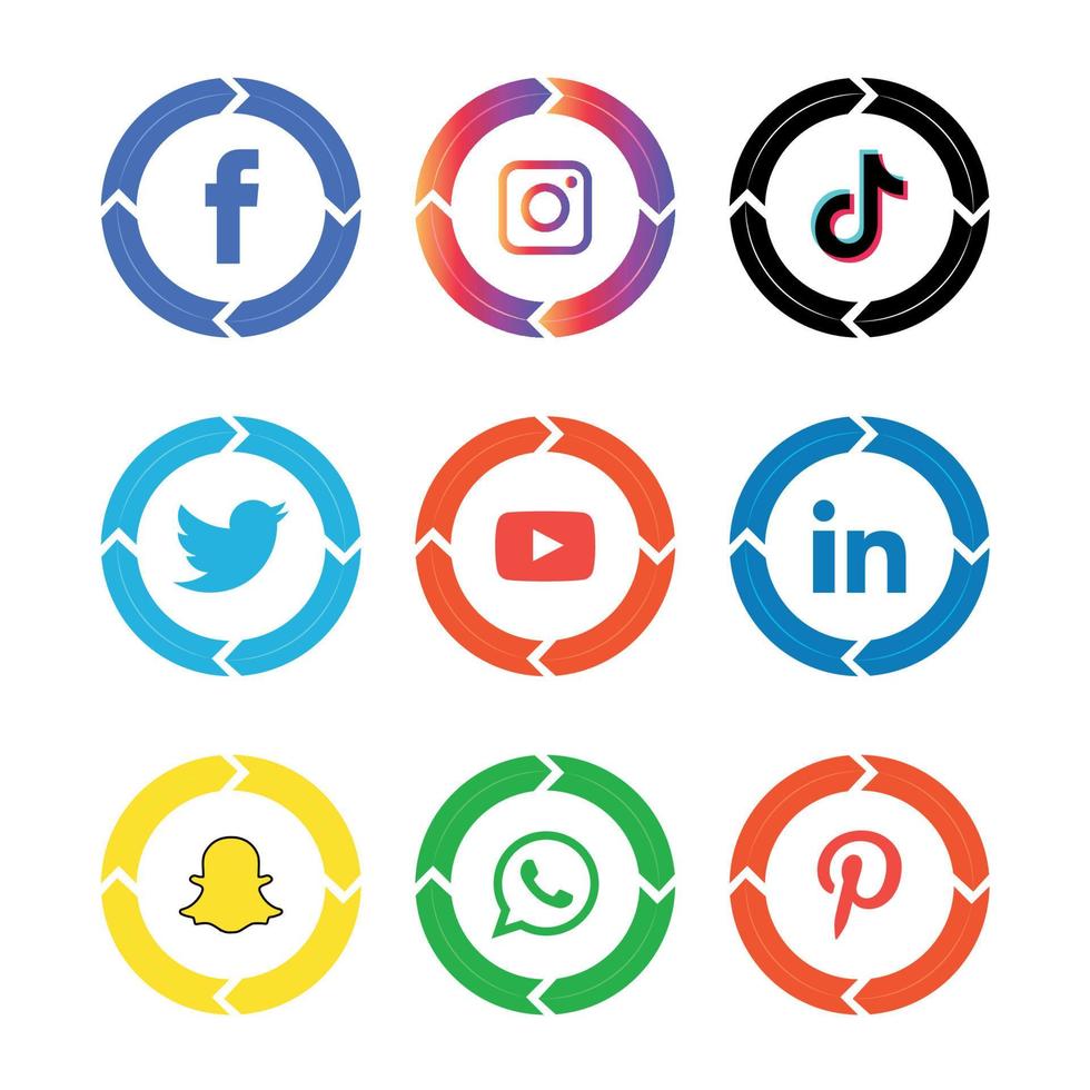 iconos de redes sociales establecer logo vector ilustrador