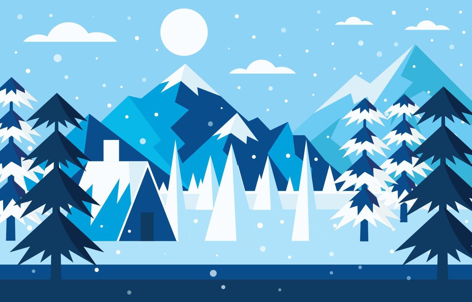 paisaje nevado de invierno vector