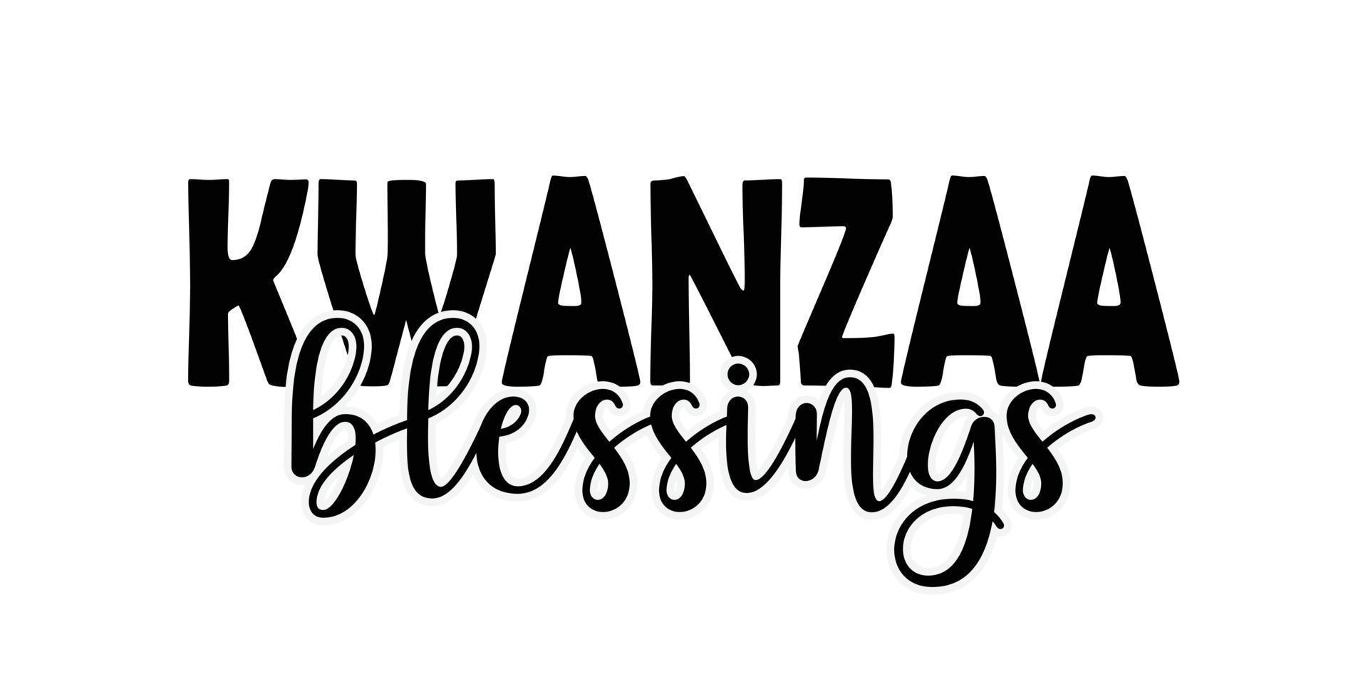 Kwanzaa blessings - modern trendy script black ink calligraphy lettering. Happy Kwanzaa typography for greeting card, flyer, invitation, poster, banner design. Vector illustration isolated on white