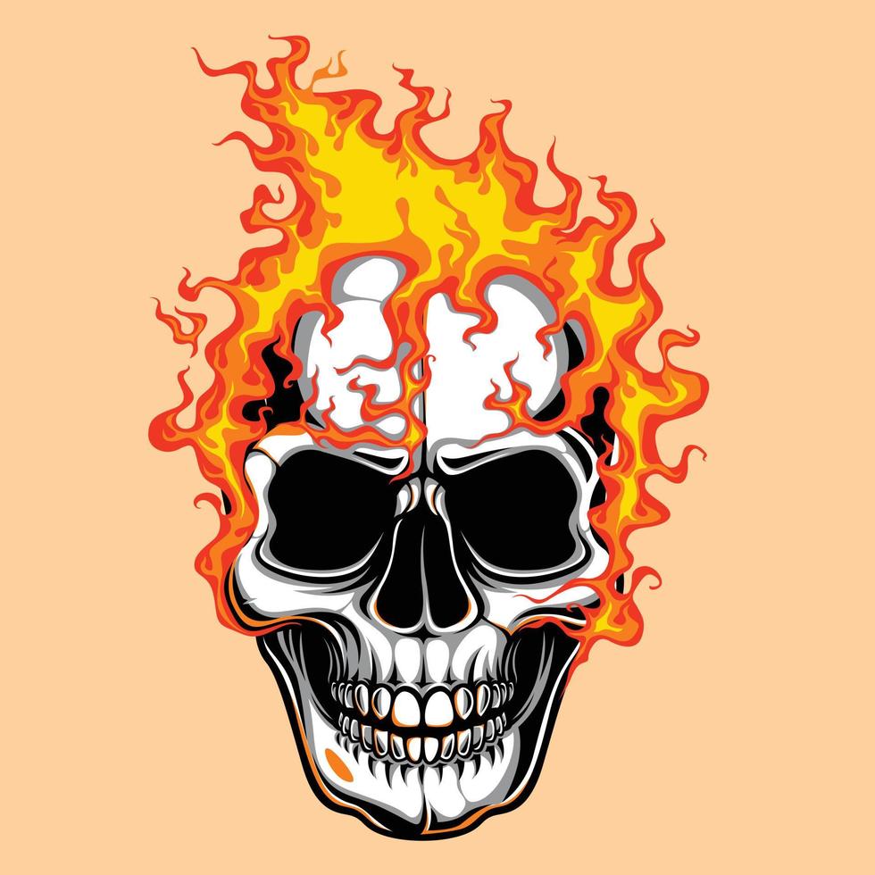 vector illustration of unique skull head cartoon character