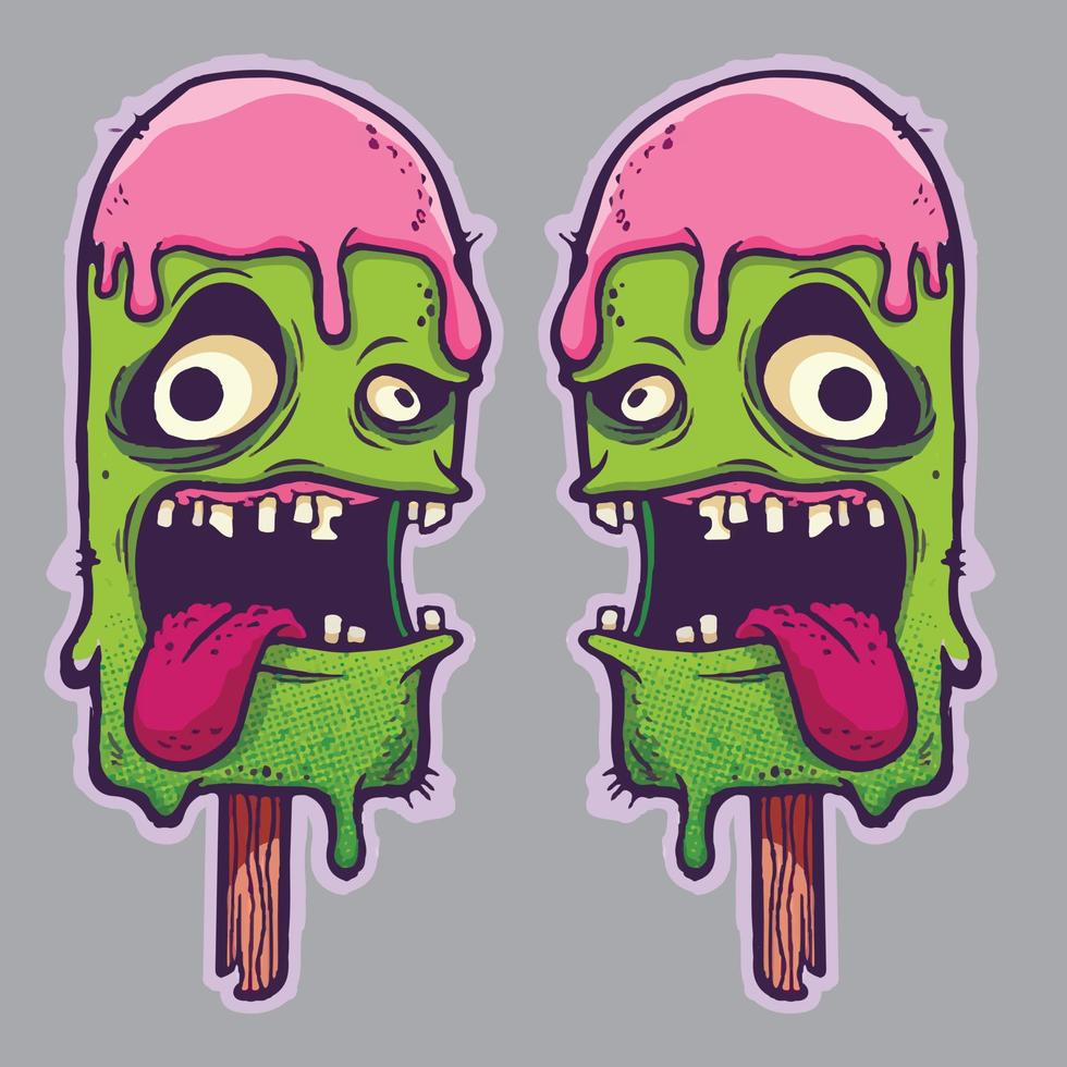 vector illustration of zombie ice cream