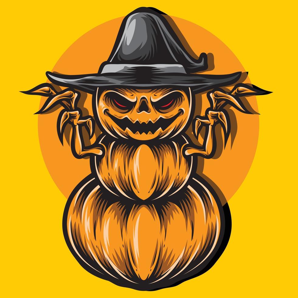 vector illustration of halloween pumpkin character