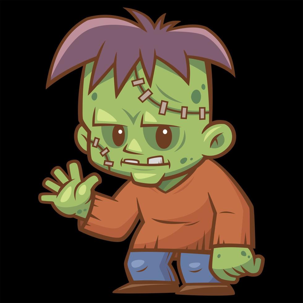 ilustración vectorial del personaje de dibujos animados zombie vector