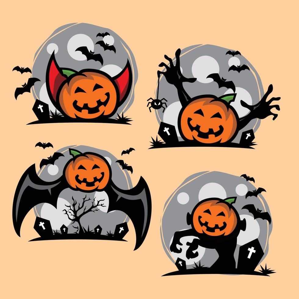 vector illustration of halloween pumpkin character