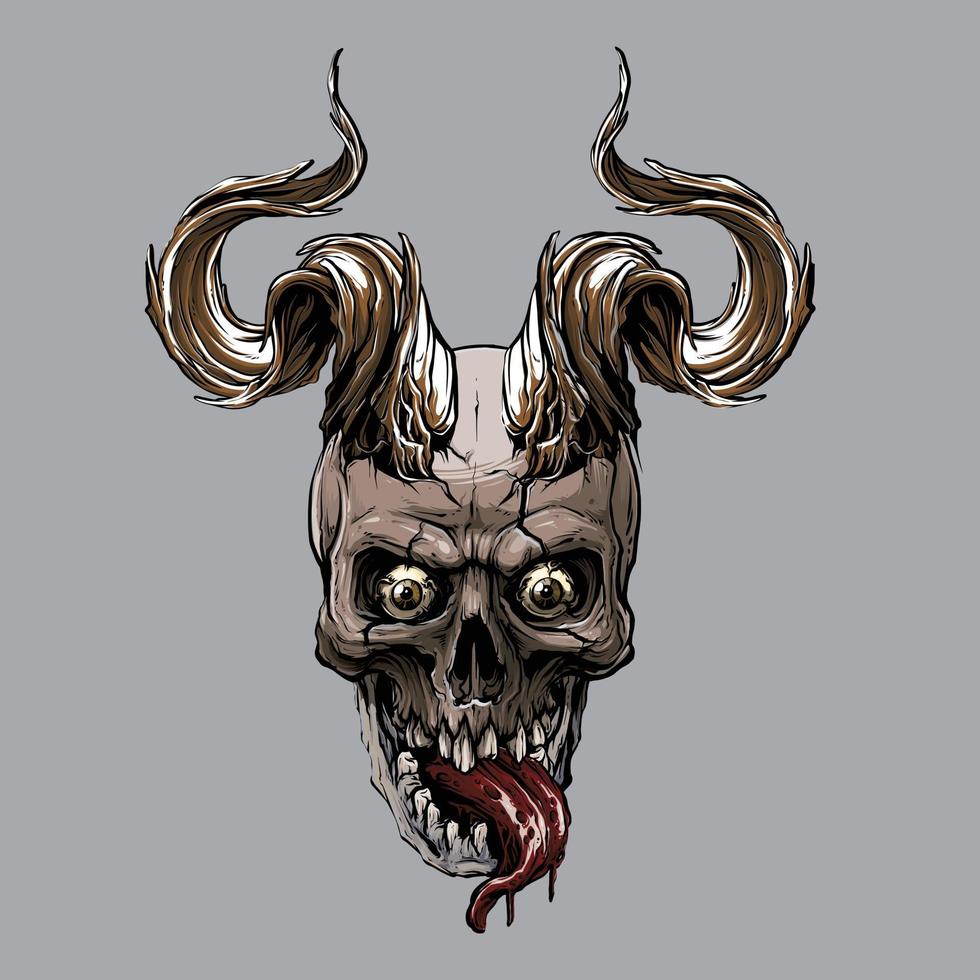 vector illustration of unique skull head cartoon character