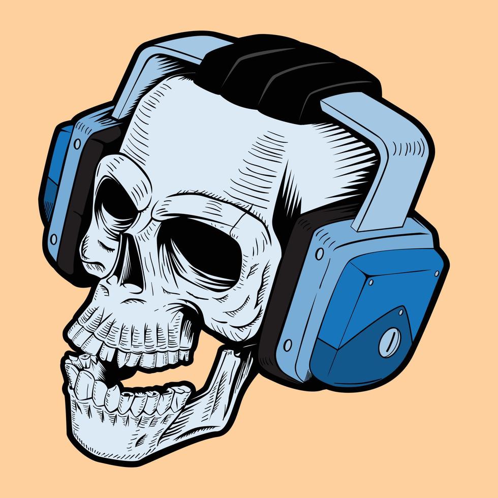 vector illustration of unique skull head cartoon character