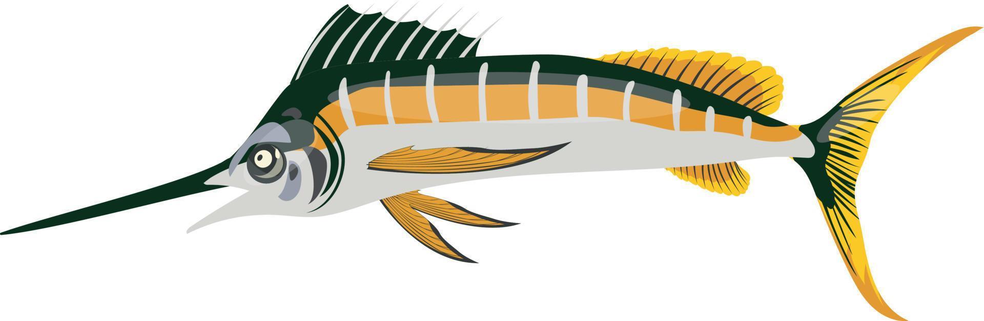 vector illustration of sea fish with fins and tail