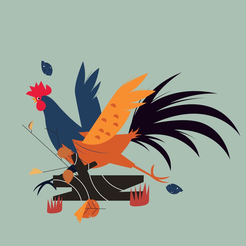 vector illustration of a standing rooster