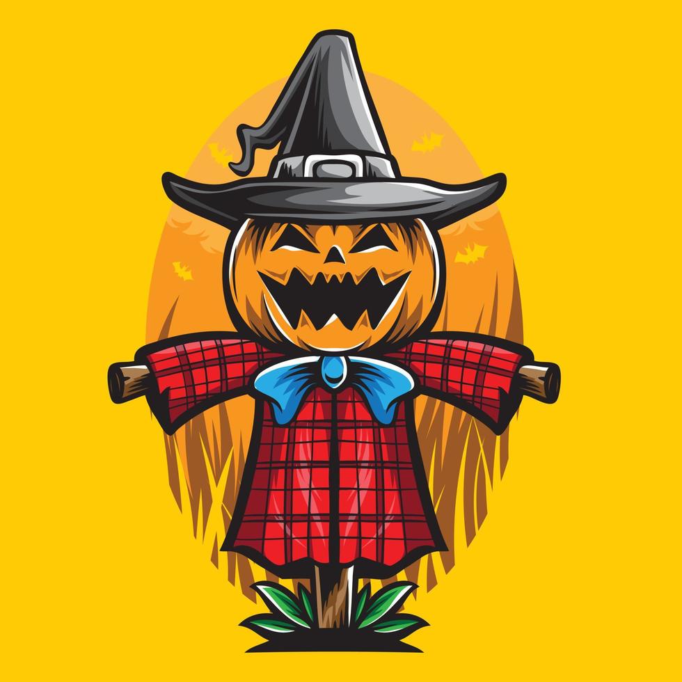 vector illustration of halloween pumpkin character