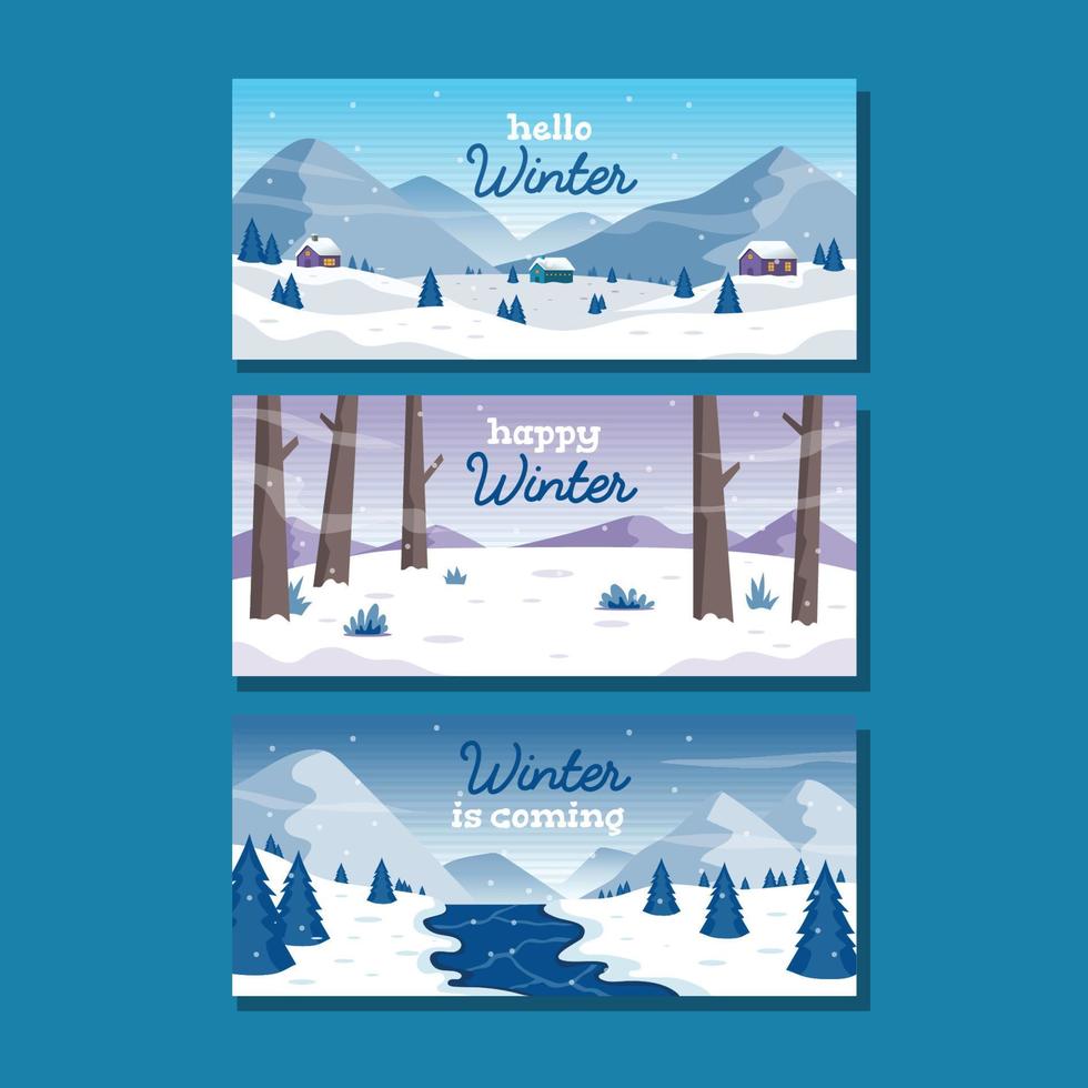 Winter Scenery Banner Collection vector