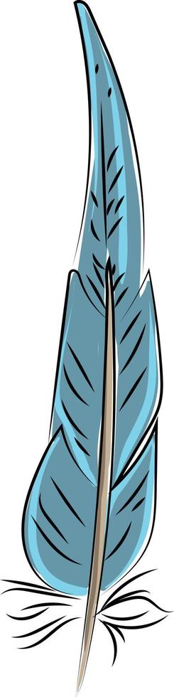 Blue feather, illustration, vector on white background.