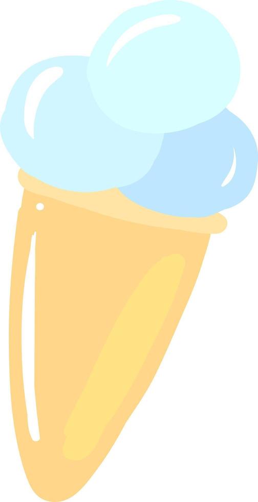 Helado azul, ilustración, vector sobre fondo blanco.