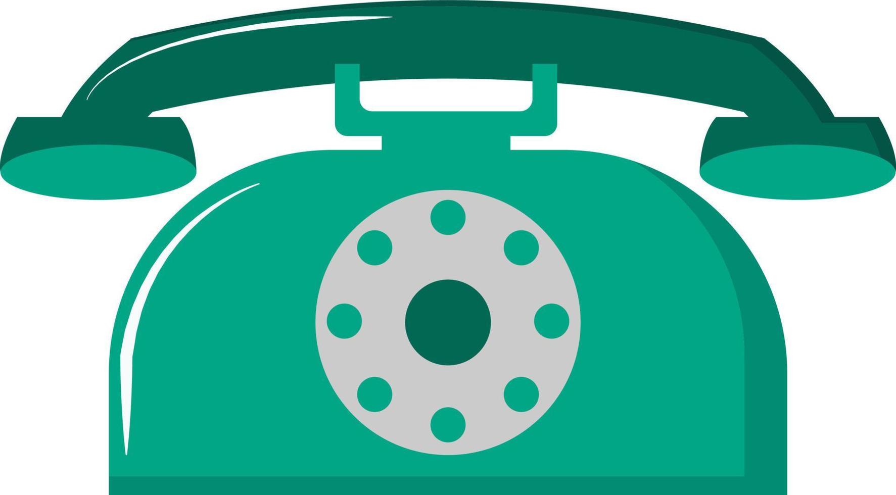 Retro green telephone, illustration, vector on white background.