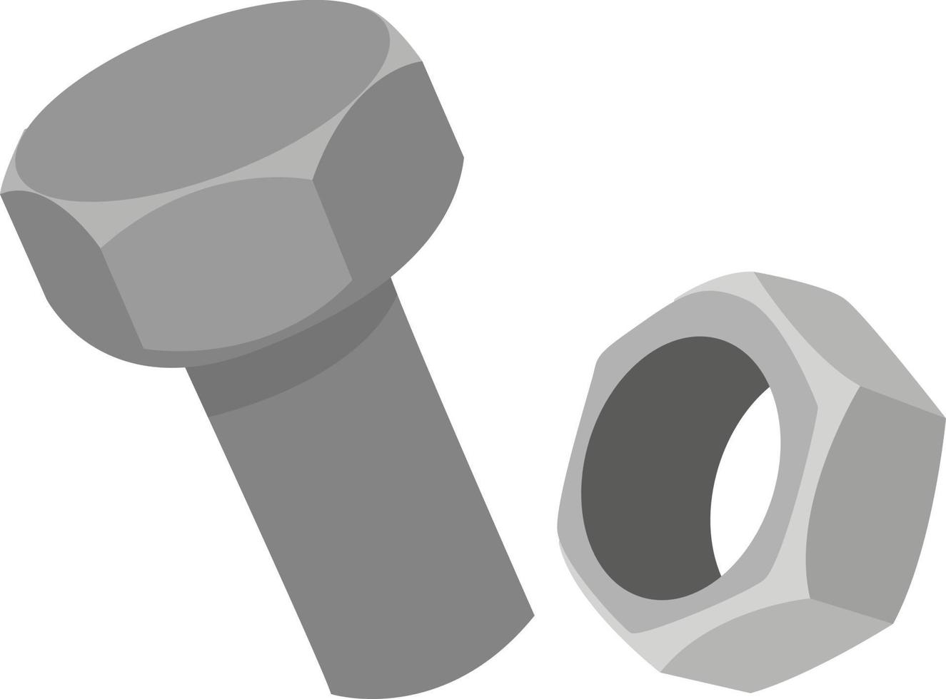 Bolt and nut, illustration, vector on white background.
