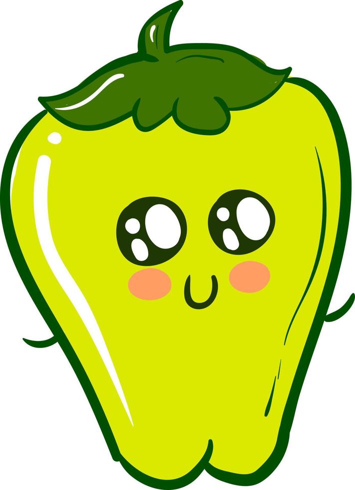 Cute green pepper, illustration, vector on white background.