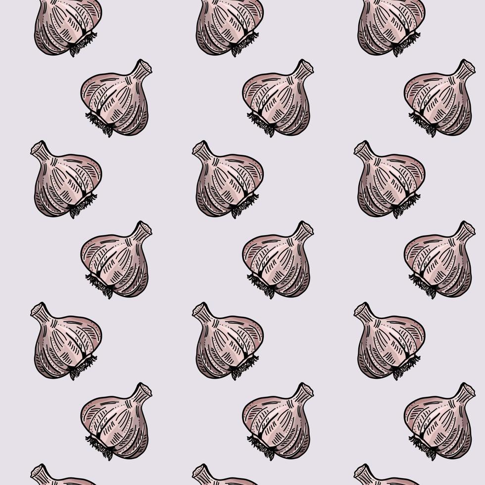 Garlic pattern, illustration, vector on white background.