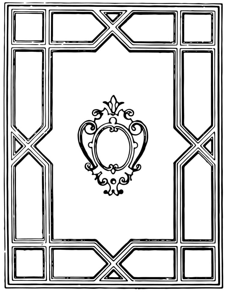 Geometric frame looks ancient window frame design, vintage engraving. vector
